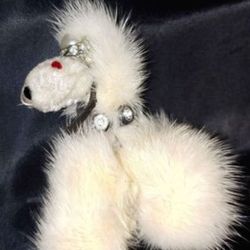 Vintage 1950's real Blonde Mink Poodle Pin