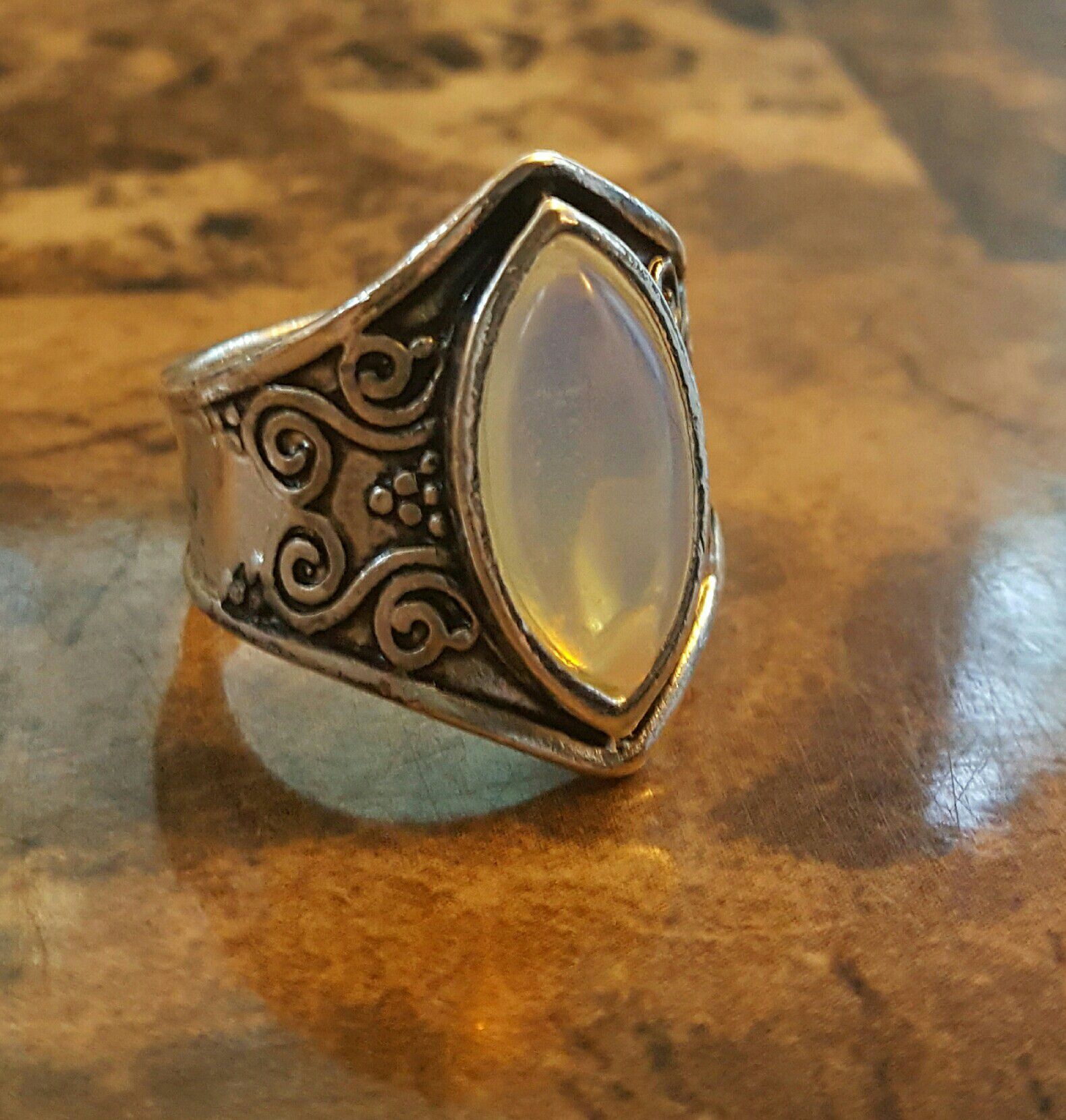 New Moonstone Ring in Tibetan Silver