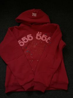 555 555 red spider hoodie size large