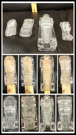 4 Clear & Frosted Crystal Car Paperweight 