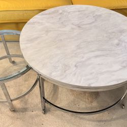 Marble print nest coffee table set (2 pcs)