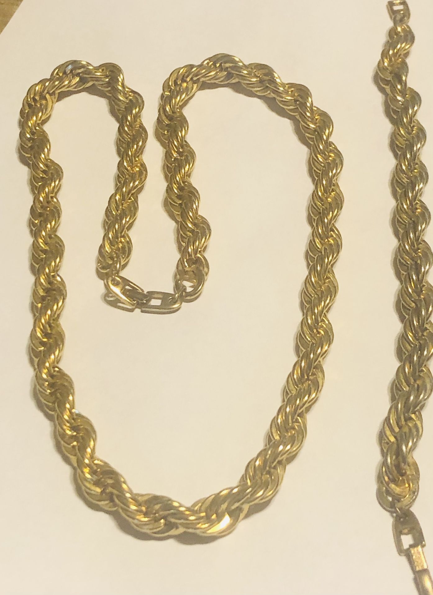 Vintage Signed Napier Rope Necklace 22 inch & 8 inch Bracelet