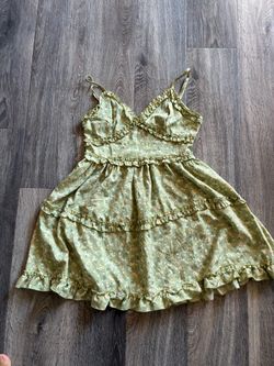 Green Floral Ruffle Mini Dress