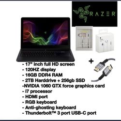 Razer Gaming Laptop  17” screen 2TB HDD + 256gb SSD 16GB RAM GTX 1060 BUNDLE