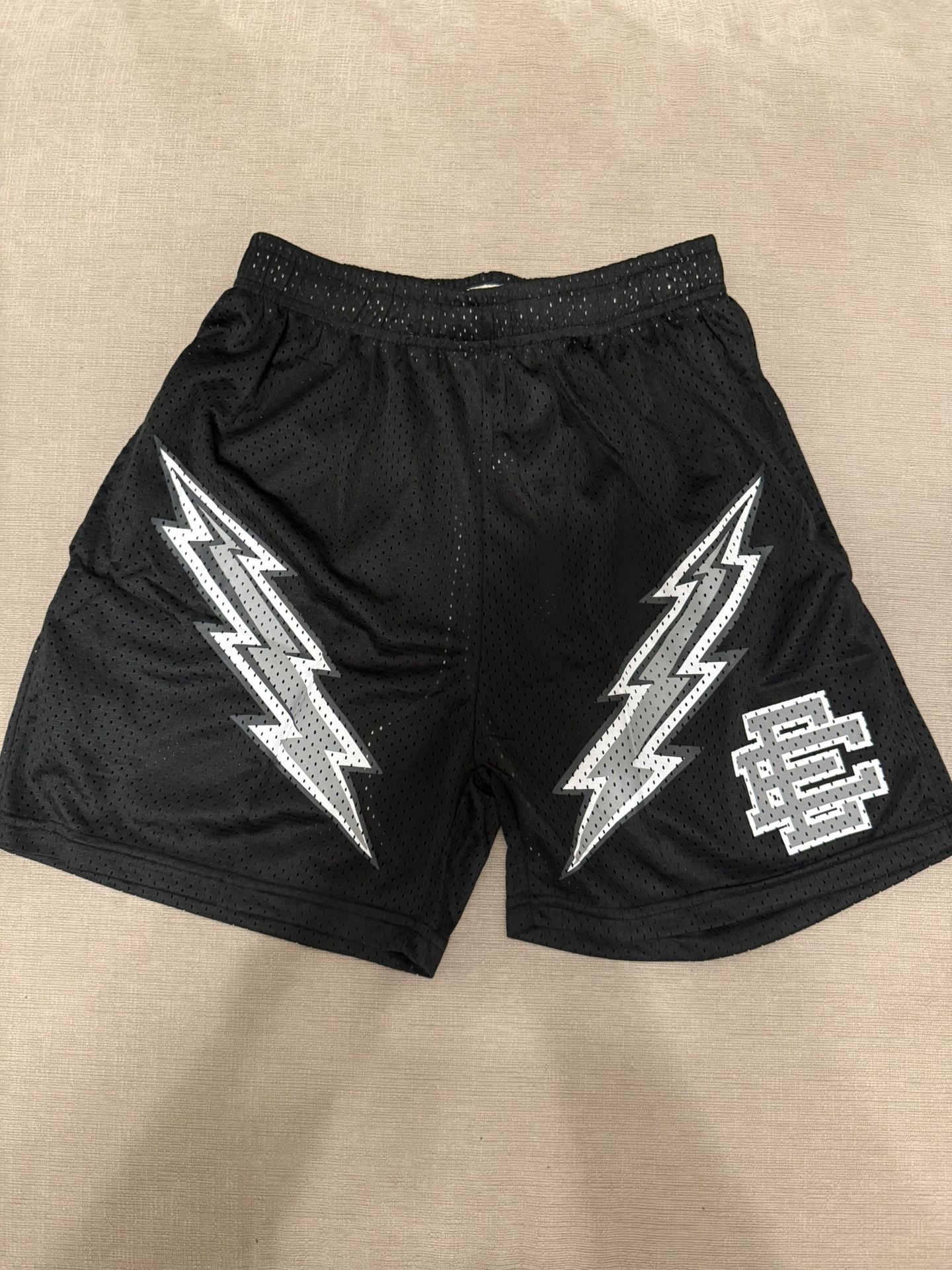 Eric Emanuel shorts lightning pattern