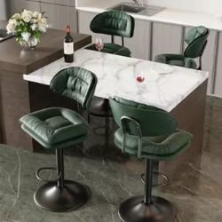 Modern Bar Stools, Green / Set Of 4