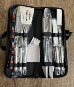 Stainless Steel BBQ Grill Tool Set with Carrying Case