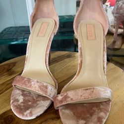 Pale Blush Pink Velvet Strappy Heels Size 7.5