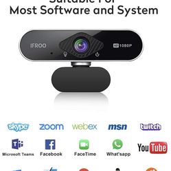FHD 1080P Webcam with Microphone,No fisheye Wide-Angle for Desktop Laptop Computer Web Camera,USB Plug and Play,Compatible Skype Zoom YouTube Windows/