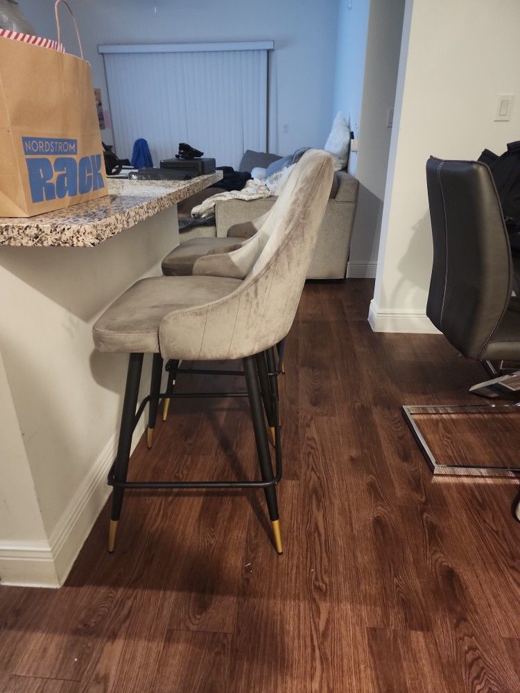 2 Velvet Gray Stools
