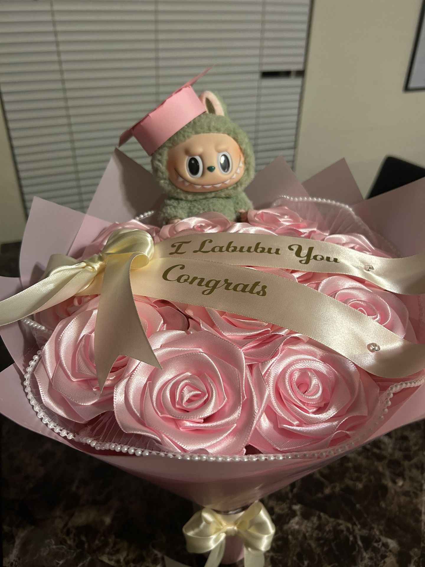 Authentic Labubu Graduation Eternal Rose Bouquet