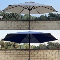 New In Box 9 Feet Tilt Crank Outdoor Patio Market Umbrella 6 RibsTan Color Center Pole Stand Is Not Included 