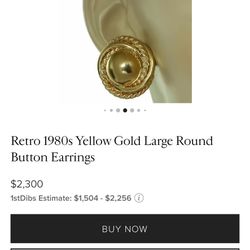 14k Solid Gold Large Button Earrings 