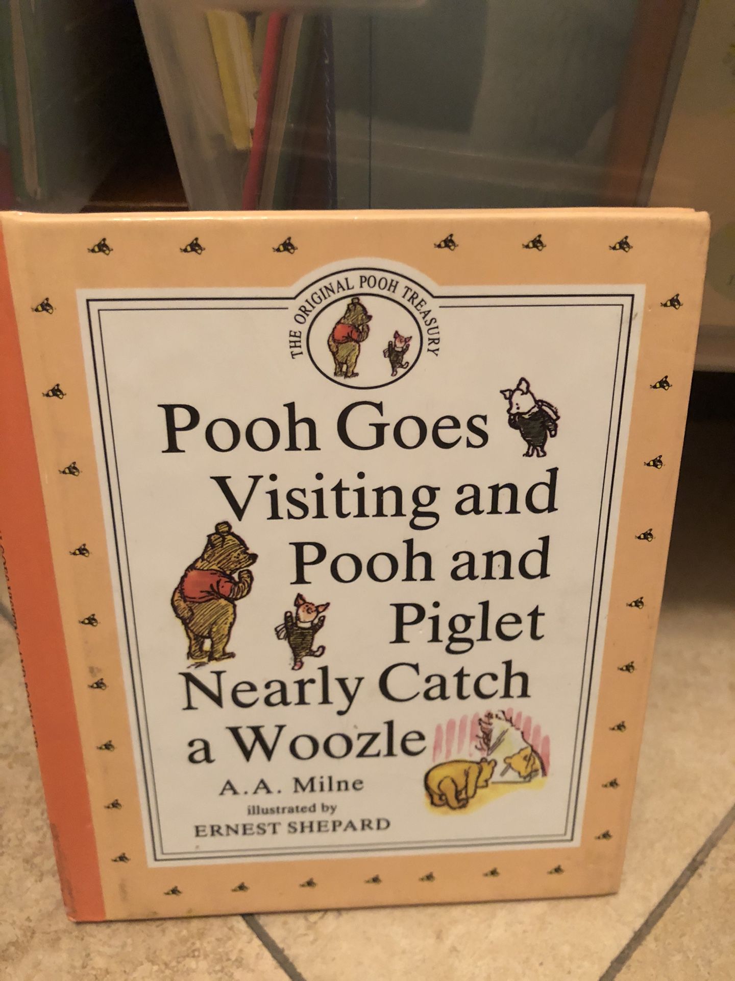 The original Winnie the Pooh treasury Disney vintage 1990 classic book Pooh goes visiting and Pooh and Piglet Nearly Catch a Woozle !