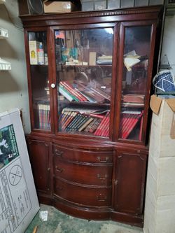 Antique Glass Door Cabinet 