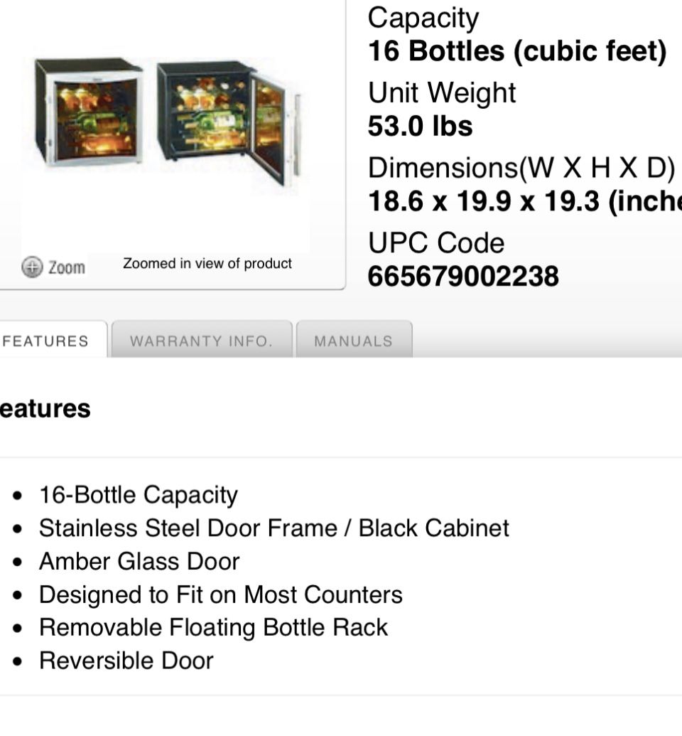 Ewave Black 16BOTTLE WINE COOLER Capacity 16 Bottles for Sale in Gig