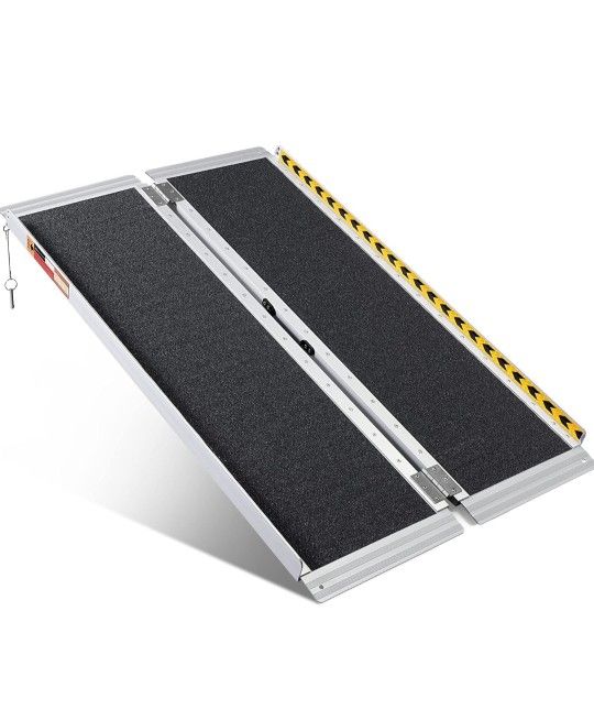 4FT Ramp Threshold Ramp with an Applied Slip-Resistant Surface, Portable Aluminum Foldable