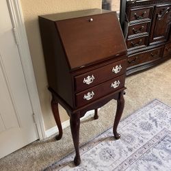 Vintage Antique Old Queen Anne Victorian Secretary Desk