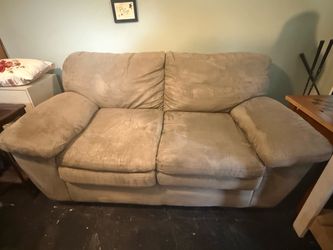 Beige Microfiber Two-Seat Loveseat Sofa