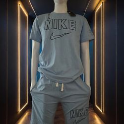 Nike Athletic Shorts & T Shirt - Baby Blue - Small