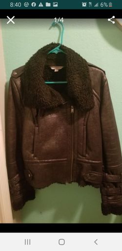 Black Bomber jacket..size Large womens...very soft and warm!..great Condition!