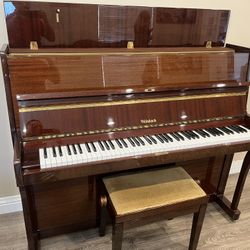 Weinbach 45” upright piano by Petrof + matching adjustable bench