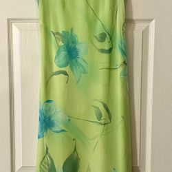 Studio 1 Green Blue Spring Floral Maxi Dress Size Petite 6P