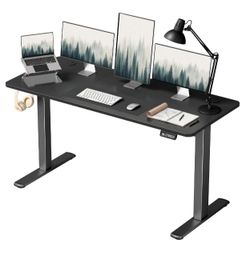 55 x 24 Inches Electric Height Adjustable Standing Desk Large Sit Stand Up Desk Home Office Computer Desk Memory Preset with T-Shaped Metal Bracket, B