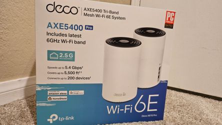 Deco Wifi Tri-Band Mesh System AXE5400 6GHZ WiFi 6E