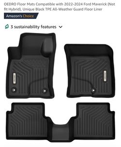 OEDRO Floor Mats Compatible with 2022-2024 Ford Maverick (Not fit Hybrid), Unique Black TPE All-Weather Guard Floor Liner 