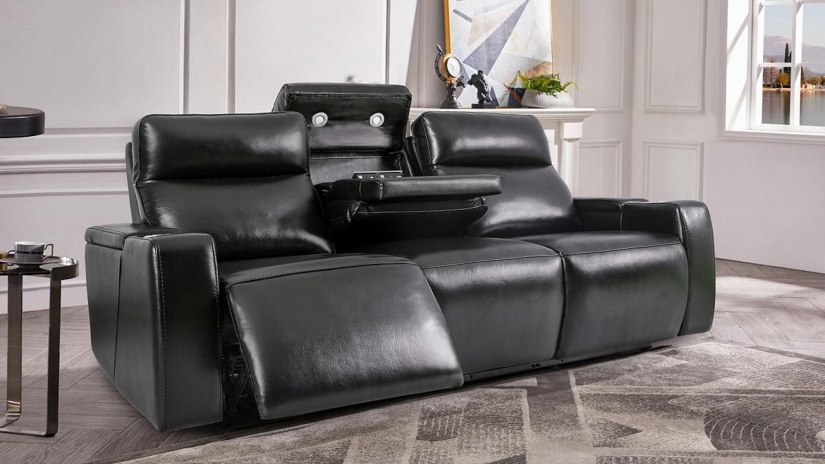 Leather Power Reclining Sofa with Drop Down Table $400