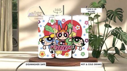 Power Puff Gurls 20 Oz Stainless Steel Tumbler (READ DESCRIPTION)