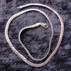 Elegant 925 Sterling Silver Flat Chain Necklace 24 Inch 