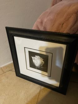Framed Black and White Rose Print