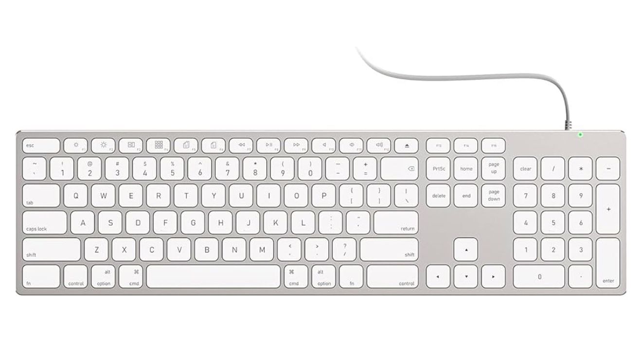 All-Aluminum Wired Keyboard for Apple Mac OS,Plug-n-Play Cable Connection in USB
