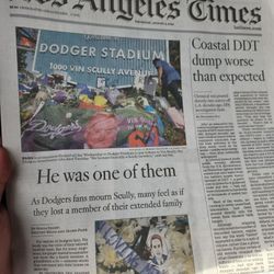 Vin Scully Los Angeles Times 8/4 Thursdays Paper
