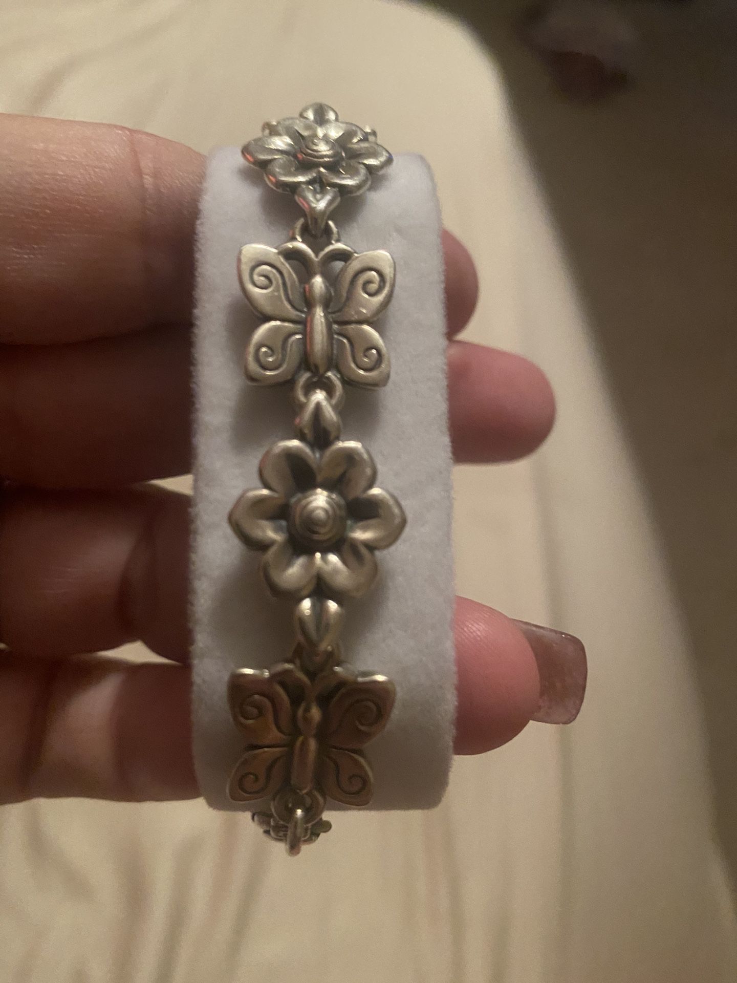 James Avery Retired Butterfly and Flowers Bracelet