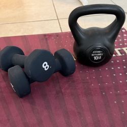 Workout Set – Dumbbells 8 lb, 10 lb Kettlebell + FSU Seminoles Mat