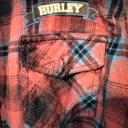 Red And Blue Hurley Flannel Size XL