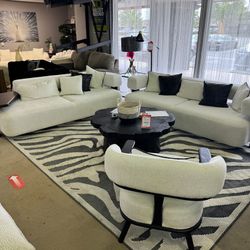White & Black Oak Living Room Set / 3p