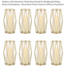 Hexagon Gold Candle Holders 