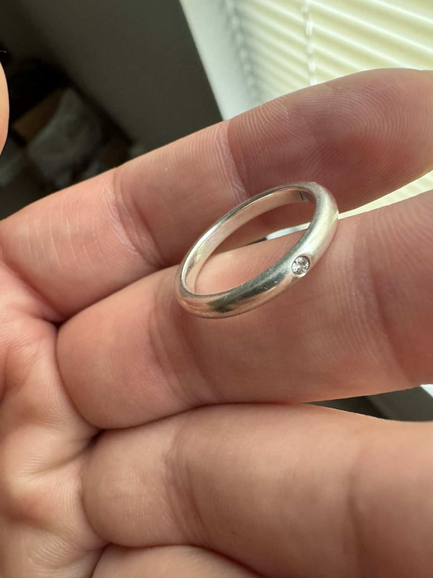 Tiffany & Co Diamond Ring Silver Peretti Stacking Band Sz 6 Gift Love Statement