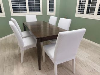 Dining Table with 6 Upholstered Chairs- solid wood