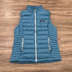 PATAGONIA Down Sweater Puffer Vest Full Zip Quilted Blue Women’s L 