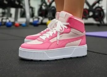 PUMA Girls Karmen Rebelle Mid Platform Sneakers Shoes Casual - Pink