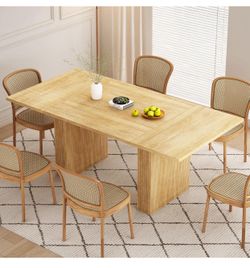 Tribesigns 78"" Rectangular Dining Table for 6 to 10, Farmhouse Fluted ‼️ NO CHAIRS‼️
