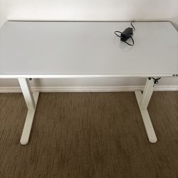 Realspace Glass-Top Electric Standing Desk – White