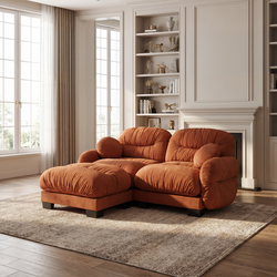 Seattle 82" 3 Pieces Modern Chenille Modular Sofa with Ottoman and 2 Pillows