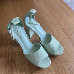 Lulus Light Green ‘Woven’ Heels