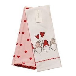 Love Hearts Gnome Pink Kitchen Towels